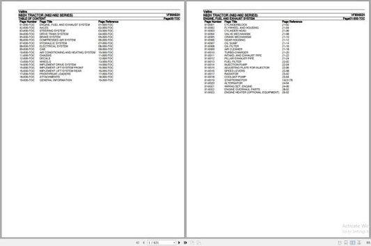 VALTRA N92H Tractor N82–N92 Series Parts Catalog Manual VF89N92H