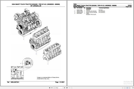 Valtra S294 SmartTouch Tractor Parts Catalog Manual 6246591