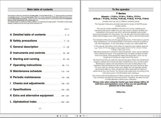 Valtra Tractor T121C to T191H Operator’s Manual 39866211 – Complete PDF Manual