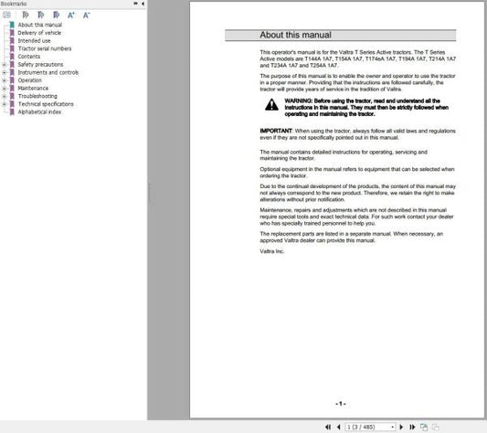 VALTRA TRACTOR T144A1A7 to T254A1A7 Operator’s Manual – Complete Guide