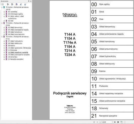 VALTRA Tractor T144A to T234A Service Manual – PDF File
