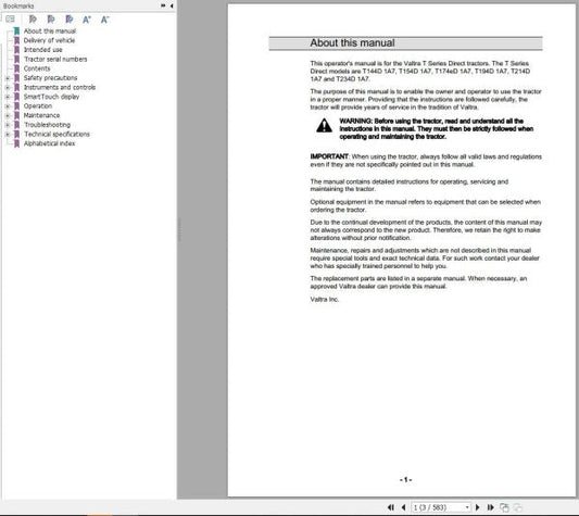 VALTRA T144D1A7–T234D1A7 Tractor Operator’s Manual 39909212