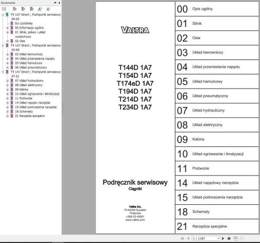 Valtra Tractor T144D1A7–T234D1A7 Service Manual – Complete Repair & Maintenance Guide