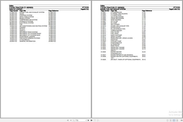 VALTRA TRACTOR T1 SERIES T151EH Parts Catalog Manual VFT151EH