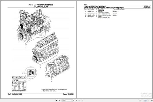 Valtra T4 Series T154H 1A7 Parts Catalog Manual VFT154H1A7