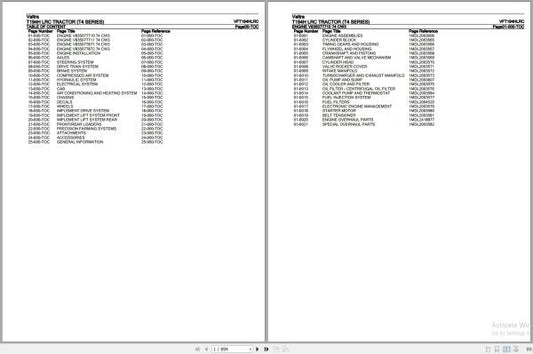 VALTRA TRACTOR T4 SERIES T194H LRC Parts Catalog Manual VFT194HLRC