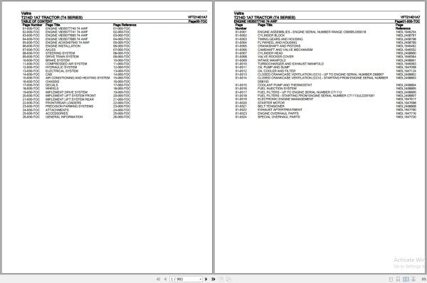 VALTRA T4 Series T214D 1A7 Tractor Parts Catalog Manual VFT214D1A7