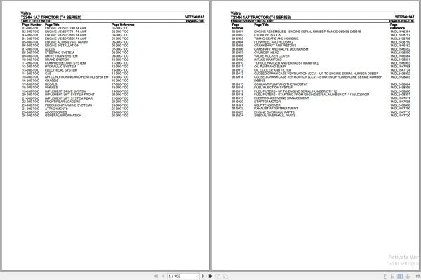 Valtra T4 Series T234H 1A7 Parts Catalog Manual VFT234H1A7