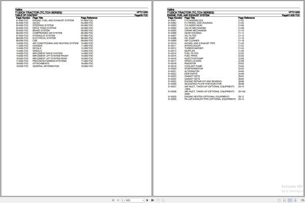 VALTRA T120CH TC TCH Series Tractor Parts Catalog Manual – VFTC120H