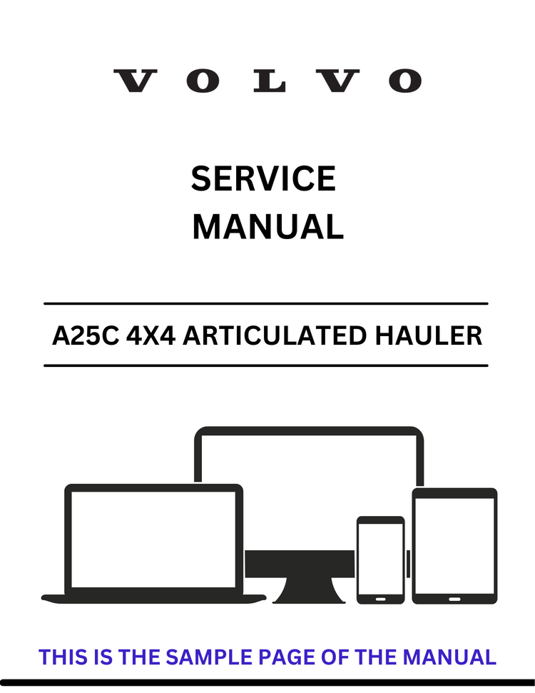 VOLVO A25C 4X4 ARTICULATED HAULER SERVICE MANUAL - PDF FILE