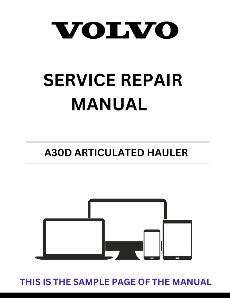 VOLVO A30D ARTICULATED HAULER SERVICE REPAIR MANUAL - PDF FILE