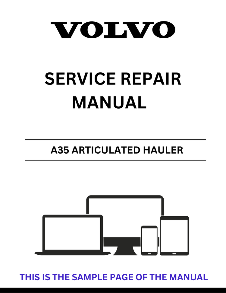 VOLVO A35 ARTICULATED HAULER SERVICE REPAIR MANUAL - PDF FILE