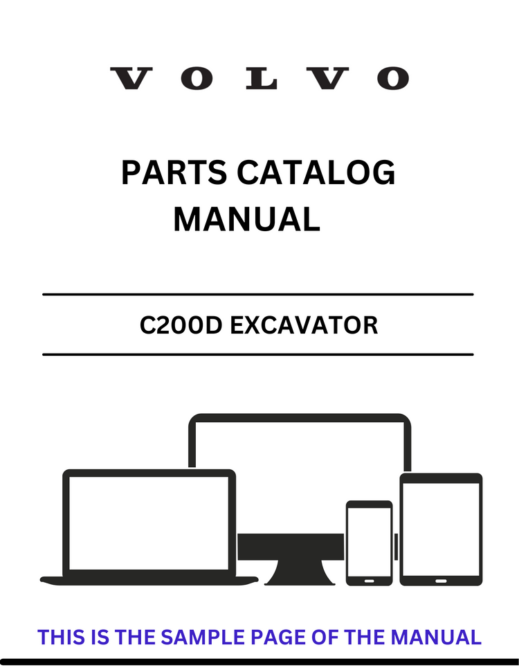 VOLVO C200D EXCAVATOR PARTS CATALOG MANUAL SN 230001 - PDF FILE