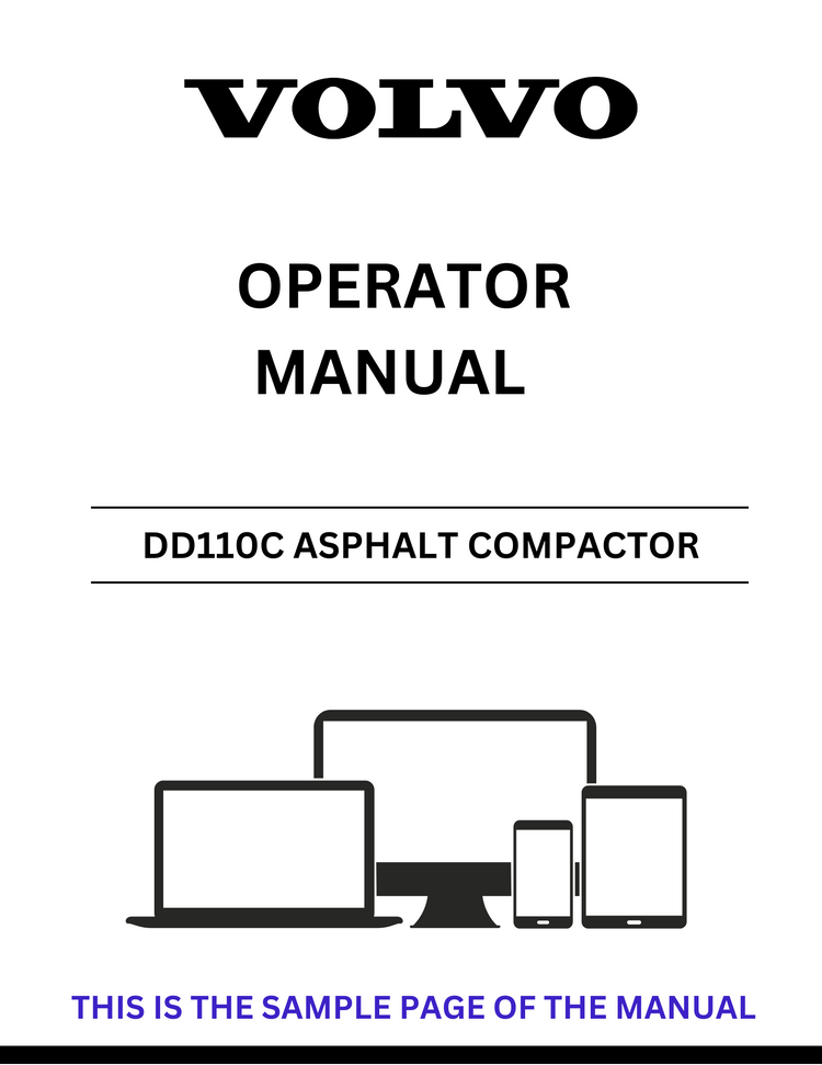 VOLVO DD110C ASPHALT COMPACTOR OPERATOR MANUAL - PDF FILE