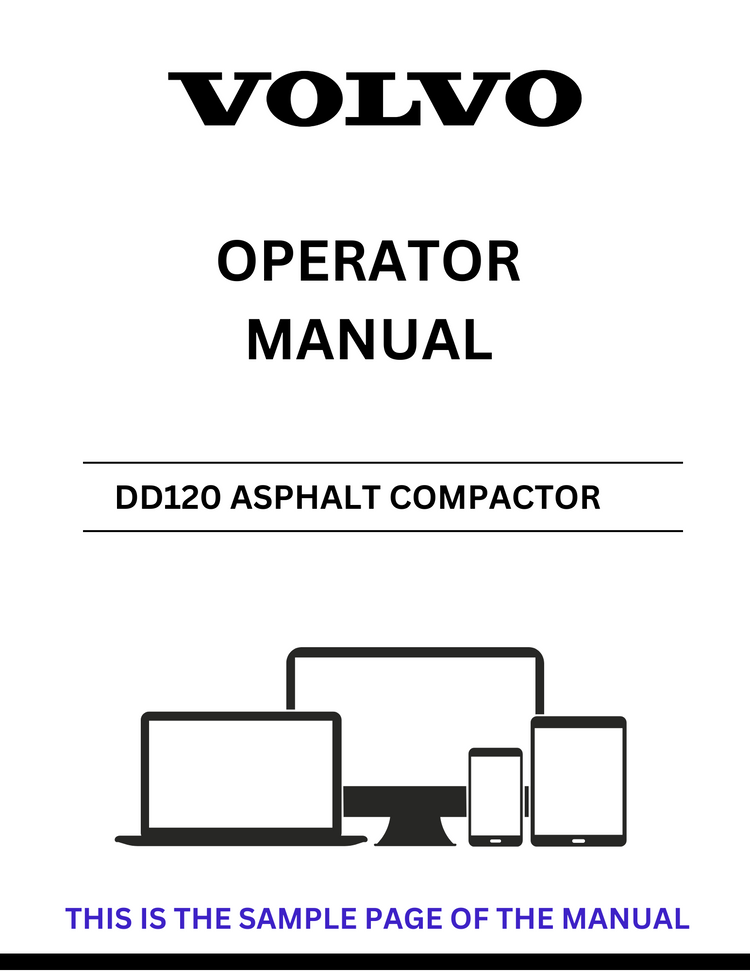 VOLVO DD120 ASPHALT COMPACTOR OPERATOR MANUAL - PDF FILE