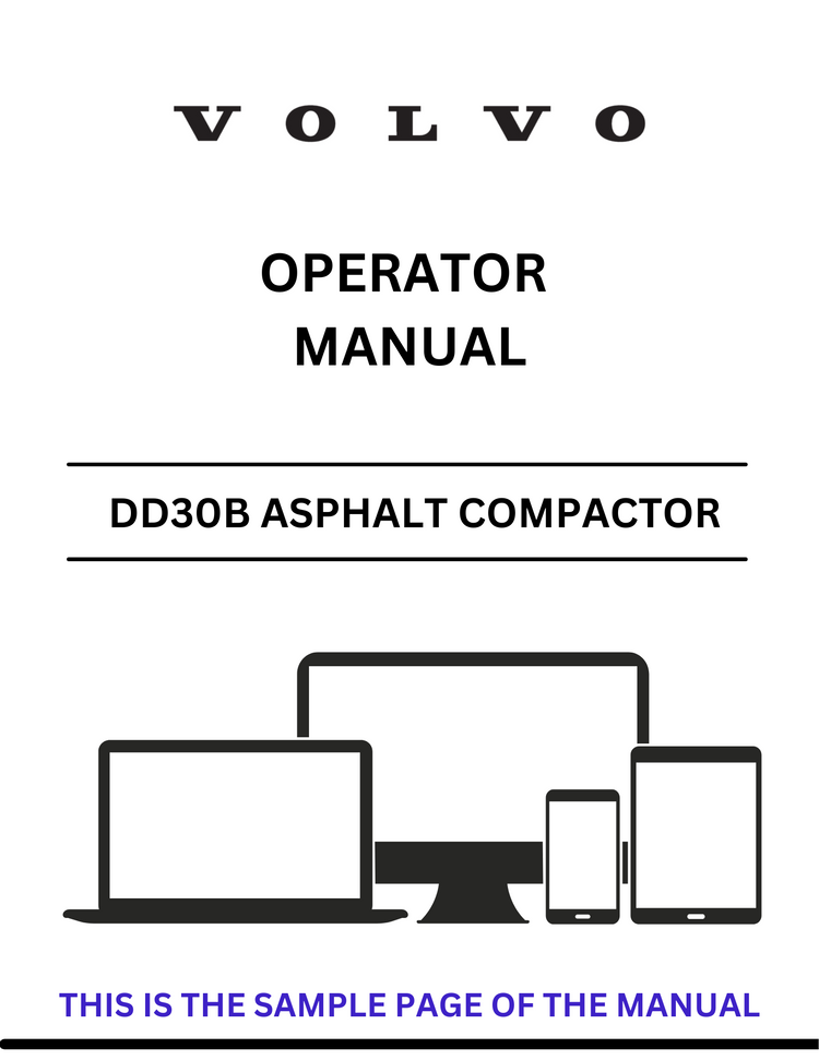VOLVO DD30B ASPHALT COMPACTOR OPERATOR MANUAL - PDF FILE