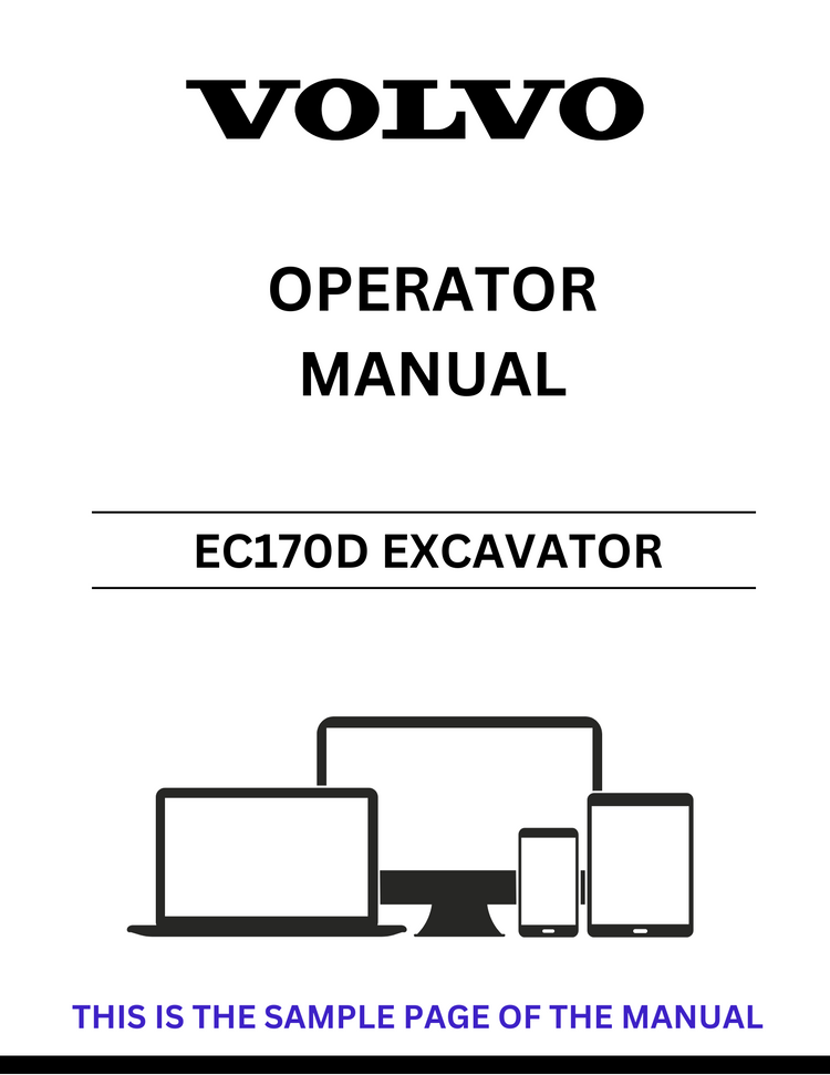 VOLVO EC170D EXCAVATOR OPERATOR MANUAL - PDF FILE