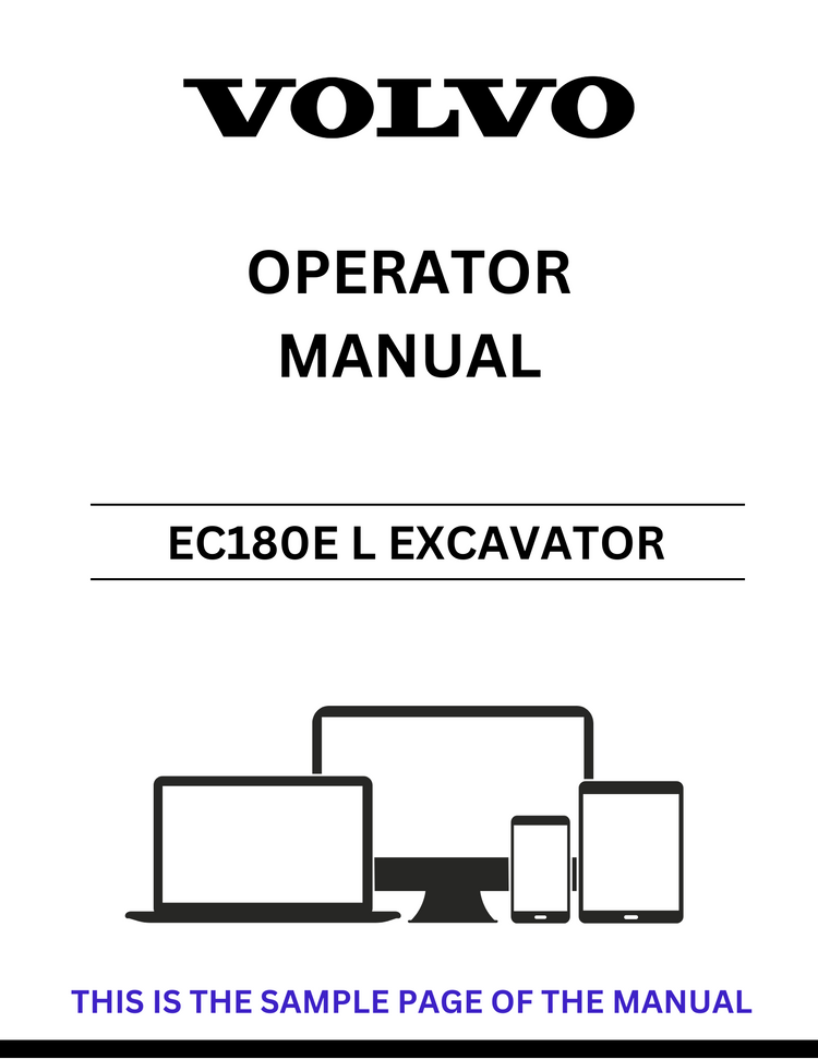 VOLVO EC180E L EXCAVATOR OPERATOR MANUAL - PDF FILE
