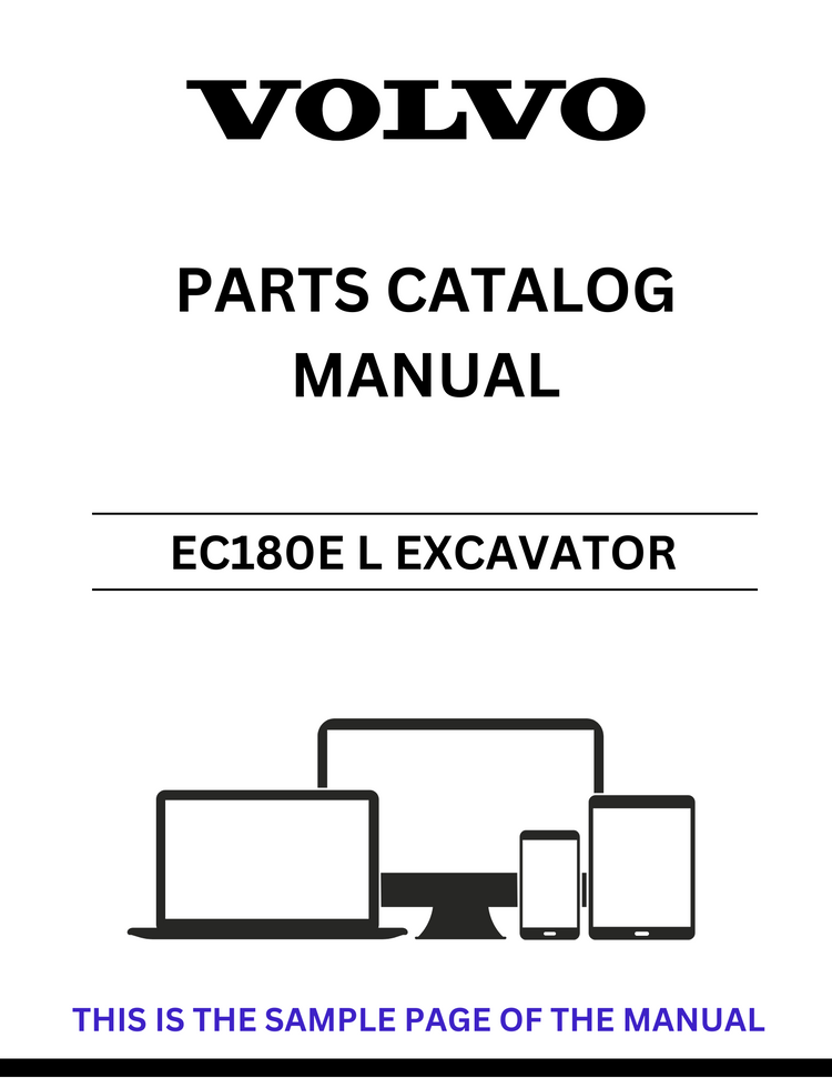 VOLVO EC180E L EXCAVATOR PARTS CATALOG MANUAL SN 314011-, 320001-323000, 323001 - PDF FILE