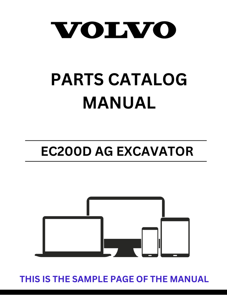 VOLVO EC200D AG EXCAVATOR PARTS CATALOG MANUAL SN 290001 - PDF FILE