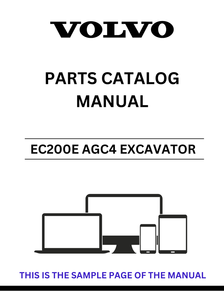 VOLVO EC200E AGC4 EXCAVATOR PARTS CATALOG MANUAL SN 380004 - PDF FILE