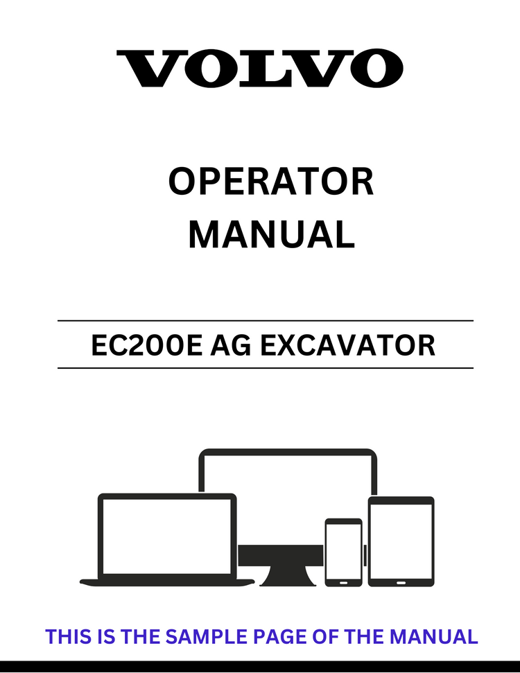 VOLVO EC200E AG EXCAVATOR OPERATOR MANUAL - PDF FILE