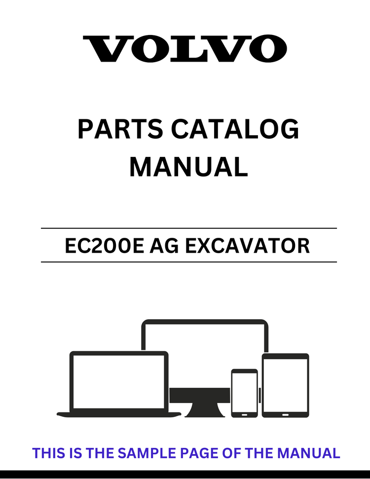 VOLVO EC200E AG EXCAVATOR PARTS CATALOG MANUAL SN 190001 - PDF FILE