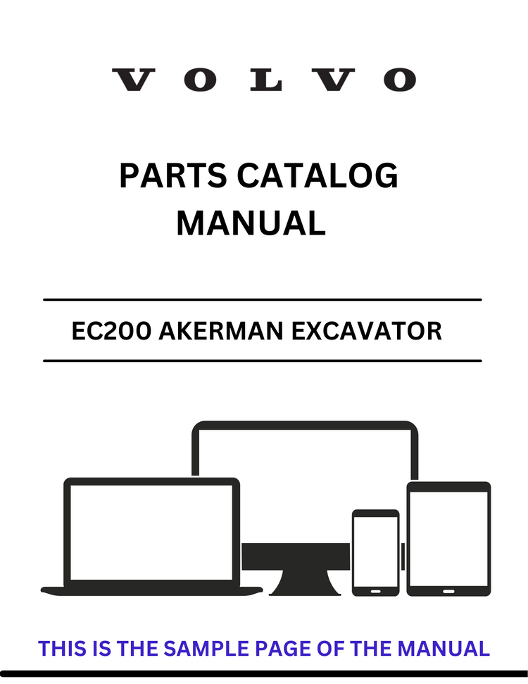 VOLVO EC200 AKERMAN EXCAVATOR PARTS CATALOG MANUAL SN 2101-2759 - PDF FILE