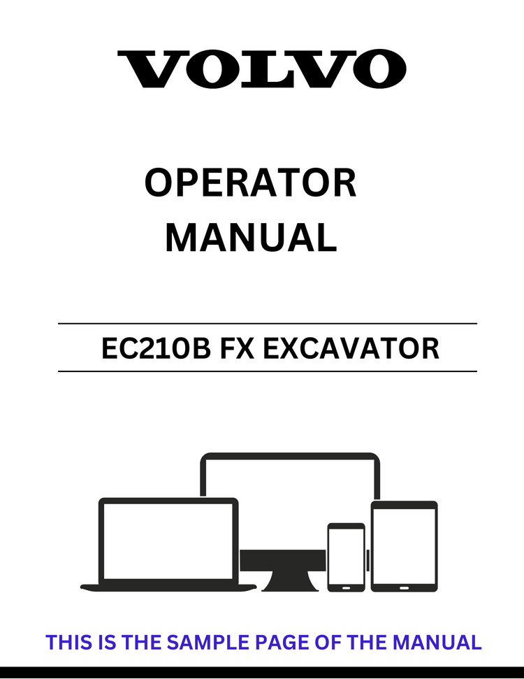 VOLVO EC210B FX EXCAVATOR OPERATOR MANUAL - PDF FILE