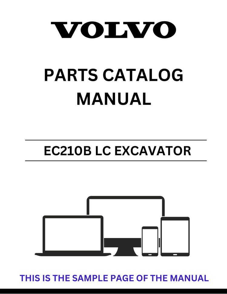 VOLVO EC210B LC EXCAVATOR PARTS CATALOG MANUAL SN 10001-19999, 20001-20837, 23001-25067, 30001-34952 - PDF FILE