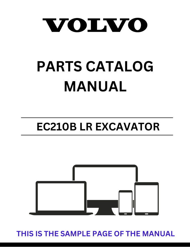 VOLVO EC210B LR EXCAVATOR PARTS CATALOG MANUAL SN 35001-39999, 40001-41093, 50001-52370, 70001-79999, 80001-80188, 81001-85581, 90001-92051, 95001-95057 - PDF FILE