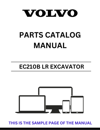 VOLVO EC210B LR EXCAVATOR PARTS CATALOG MANUAL SN 35001-39999, 40001-41093, 50001-52370, 70001-79999, 80001-80188, 81001-85581, 90001-92051, 95001-95057 - PDF FILE