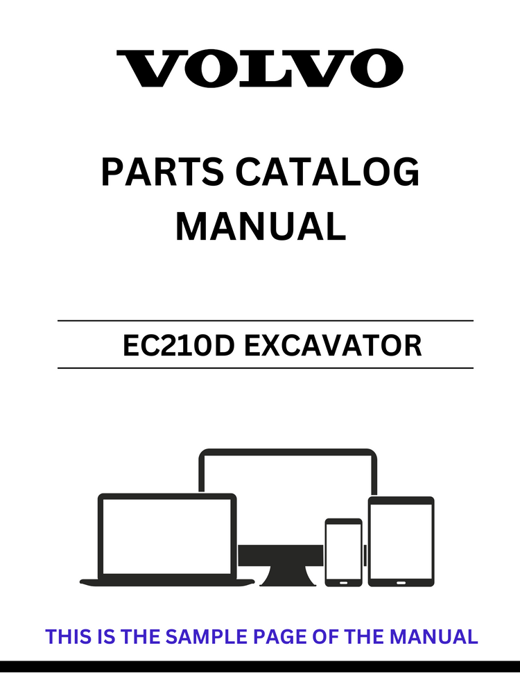 VOLVO EC210D EXCAVATOR PARTS CATALOG MANUAL SN 230001-, 240001-, 250001-, 280001 - PDF FILE
