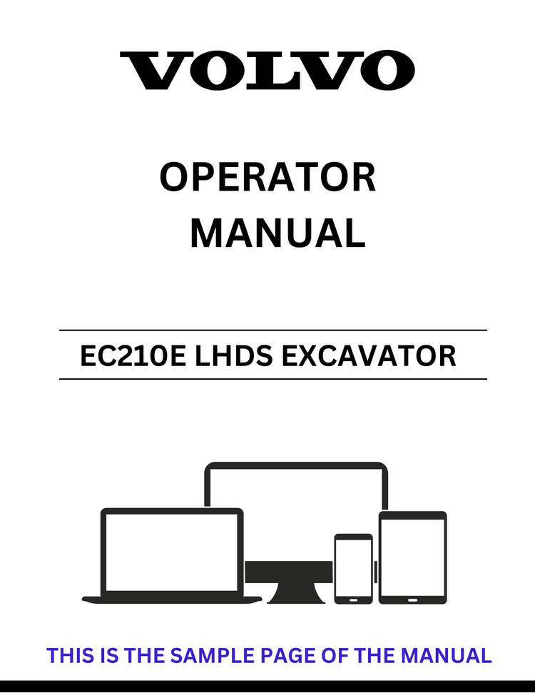 VOLVO EC210E LHDS EXCAVATOR OPERATOR MANUAL - PDF FILE