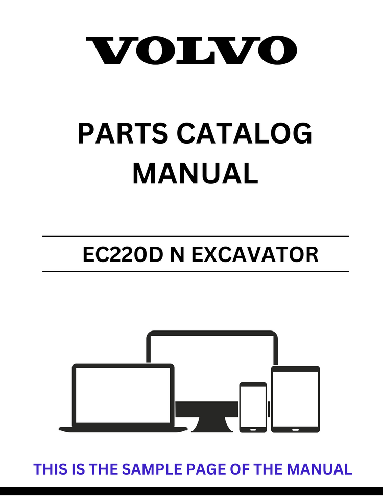 VOLVO EC220D N EXCAVATOR PARTS CATALOG MANUAL SN 260001-260111 - PDF FILE