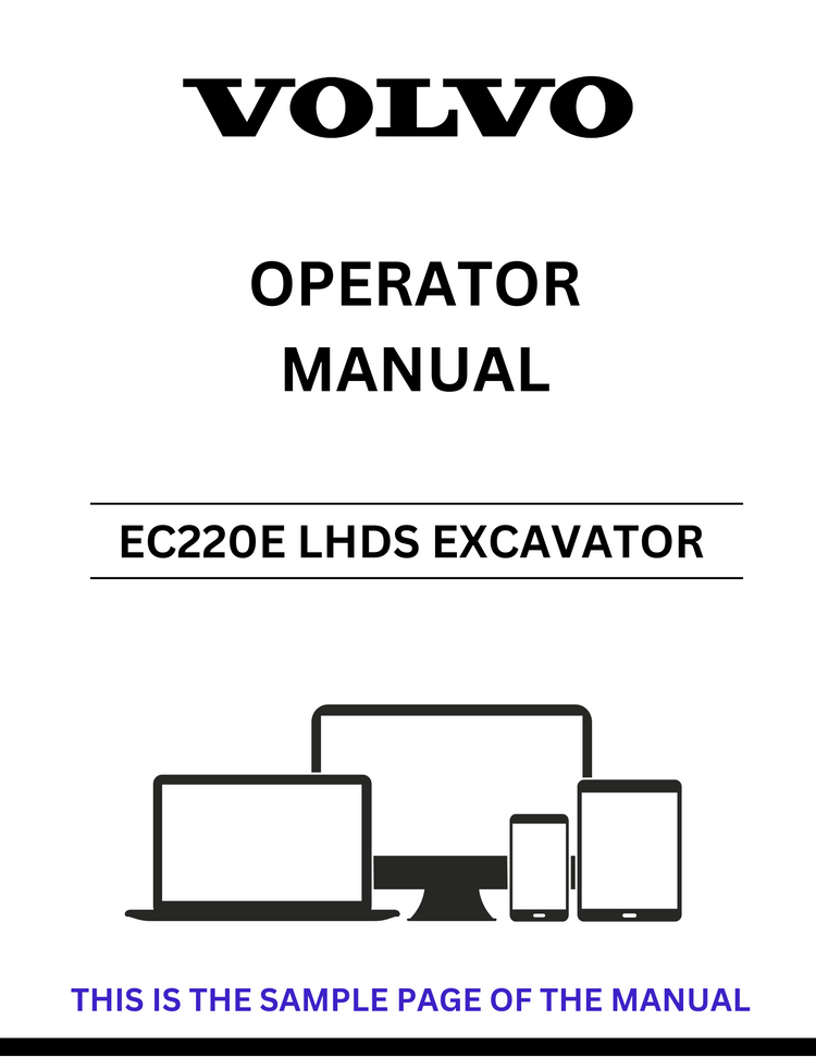 VOLVO EC220E LHDS EXCAVATOR OPERATOR MANUAL - PDF FILE