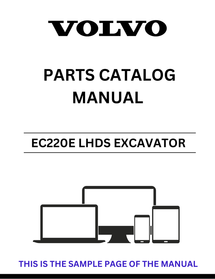 VOLVO EC220E LHDS EXCAVATOR PARTS CATALOG MANUAL SN 230001 - PDF FILE
