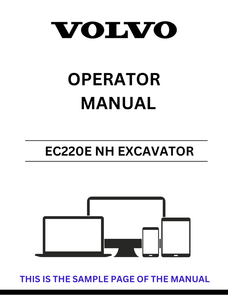 VOLVO EC220E NH EXCAVATOR OPERATOR MANUAL - PDF FILE