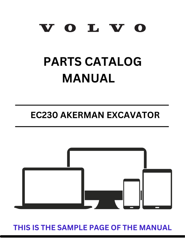 VOLVO EC230 AKERMAN EXCAVATOR PARTS CATALOG MANUAL SN 4105-4368 - PDF FILE