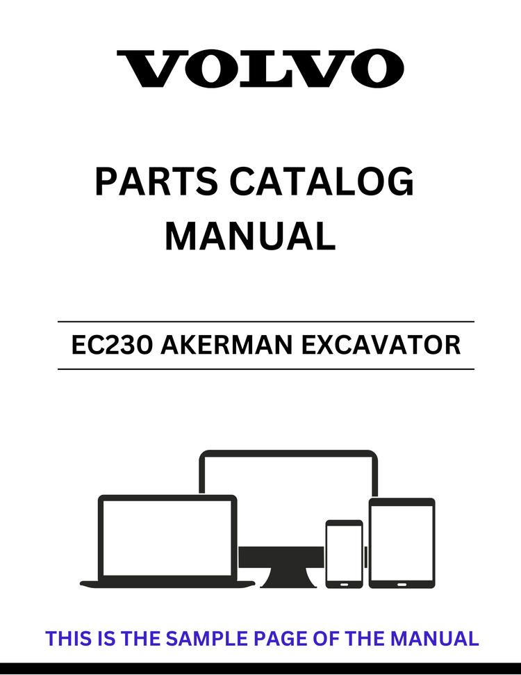 VOLVO EC230 AKERMAN EXCAVATOR PARTS CATALOG MANUAL SN 4105-4368 - PDF FILE