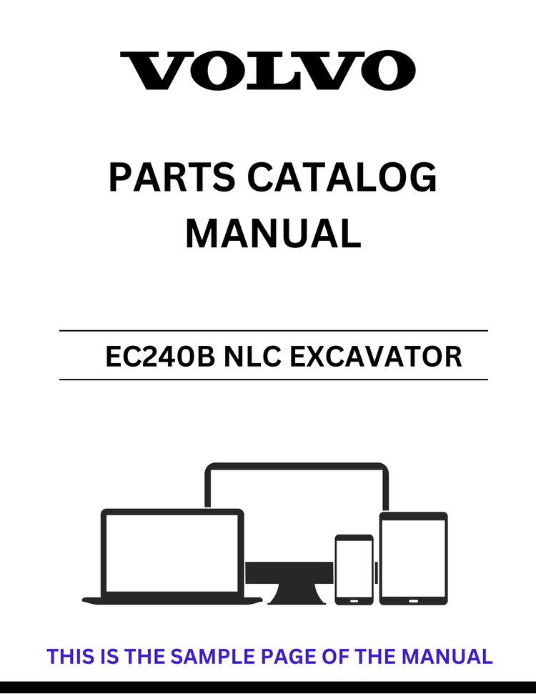 VOLVO EC240B NLC EXCAVATOR PARTS CATALOG MANUAL SN 80001-85000 - PDF FILE