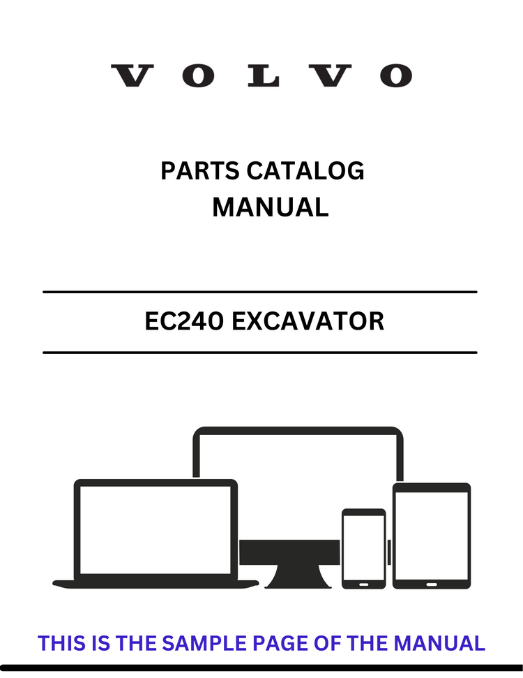 VOLVO EC240 LR EXCAVATOR (EXC) PARTS CATALOG MANUAL (PDF FILE)