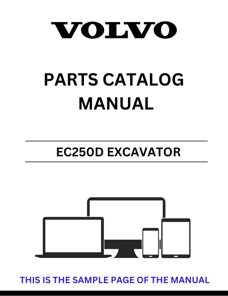 VOLVO EC250D EXCAVATOR PARTS CATALOG MANUAL SN 210001-210459 - PDF FILE