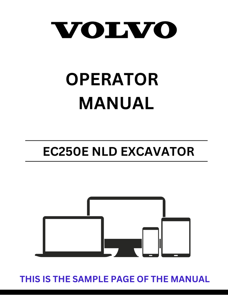 VOLVO EC250E NLD EXCAVATOR OPERATOR MANUAL - PDF FILE