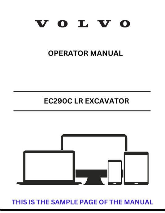 VOLVO EC290C LR EXCAVATOR (EXC) OPERATOR MANUAL (PDF FILE)