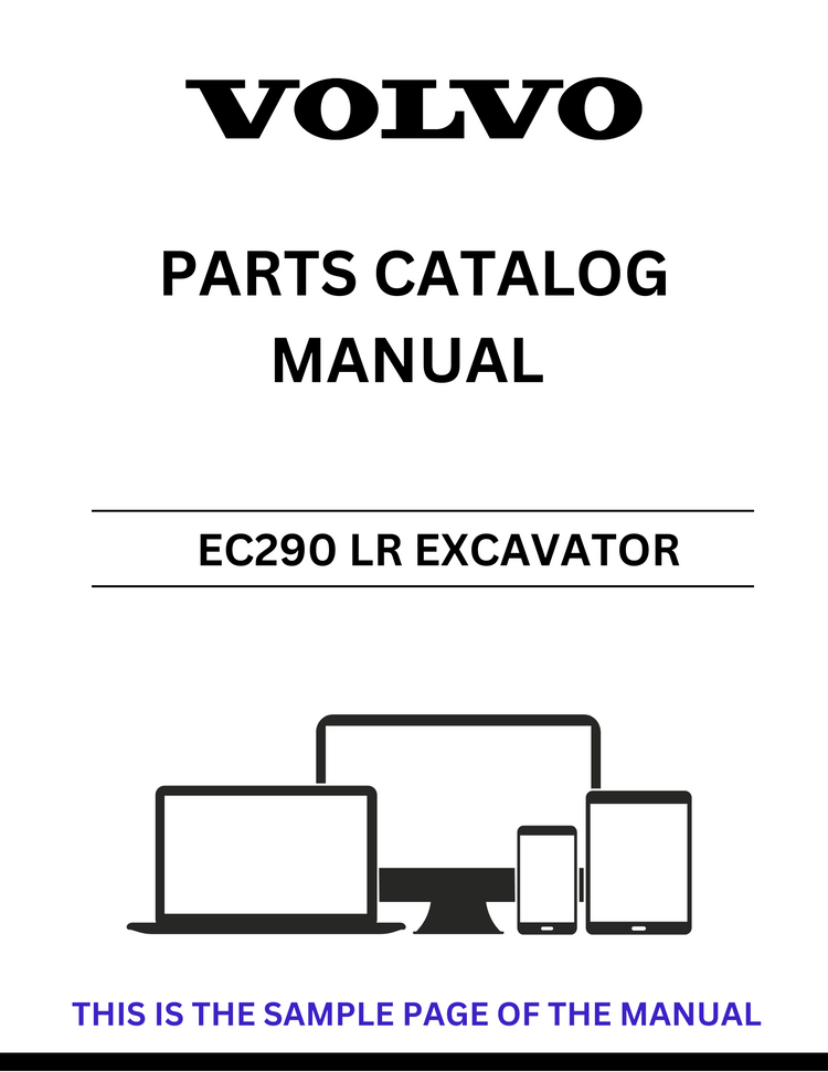 VOLVO EC290 LR EXCAVATOR PARTS CATALOG MANUAL SN 3001-9999 - PDF FILE