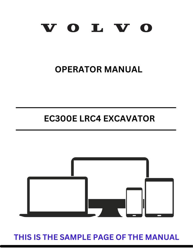 VOLVO EC300E LRC4 EXCAVATOR (EXC) OPERATOR MANUAL (PDF FILE)