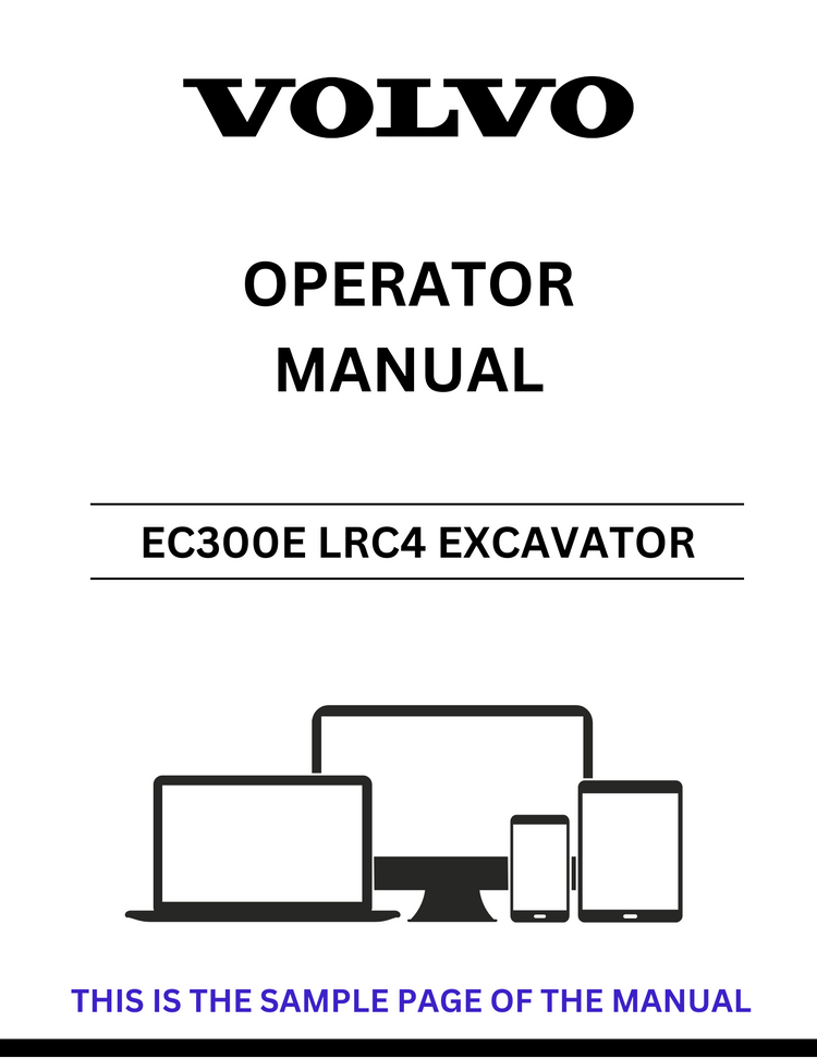 VOLVO EC300E LRC4 EXCAVATOR OPERATOR MANUAL - PDF FILE
