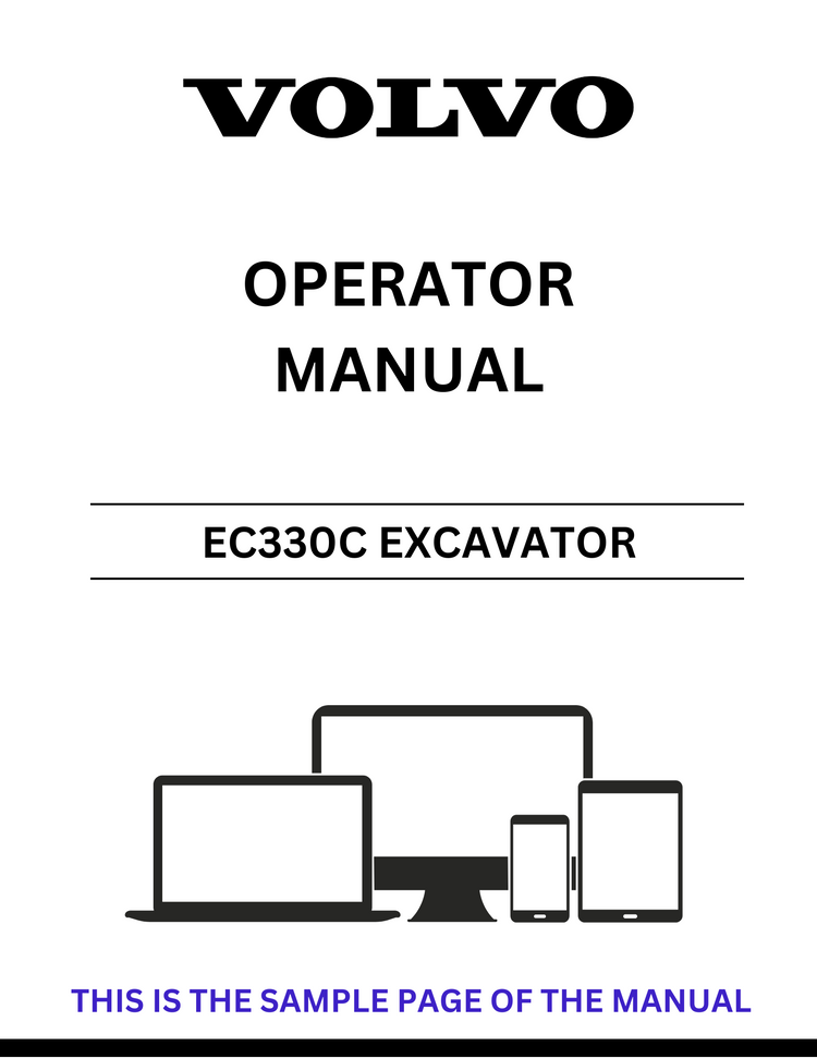 VOLVO EC330C EXCAVATOR OPERATOR MANUAL - PDF FILE