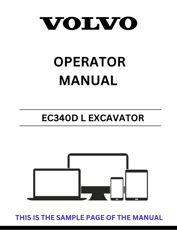VOLVO EC340D L EXCAVATOR OPERATOR MANUAL - PDF FILE